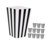 Angoily Lot de 12 Boîtes à Popcorn en Papier Noir à Rayures Contenants Alimentaires pour Fêtes et Événements Étuis Multifonctions pour Pop-Corn et Frites Emballage Pratique et Sécurisé