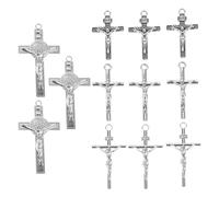 Angoily Lot de 12 Breloques Croix Chrétienne en Alliage Métallique Brillant Mini Pendentifs Crucifix Jésus pour Création de Bijoux DIY Compatibles Colliers et Bracelets Présent