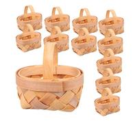 Angoily Lot De 12 Mini Paniers Tissés à La Main En Bois Avec Poignée Paniers En Copeaux De Bois Décoratifs Pour Rangement Présents Décoration Maison Et Bureau