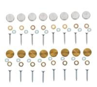 Angoily Lot de 16 Sets de Sets de Vis de Fixation Miroir Inox 304 Brossé 16 Mm, Clous Publicitaires Plats Cache-vis Doré, Accessoires pour Panneaux et Meubles en Verre, Anneaux Cuivre