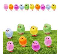 Angoily Lot de 18 mini poussins de Pâques - Pompons artificiels - Petites figurines de poulet en chenille - Pour cadeaux d'invités, travaux manuels et décorations de table