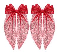 Angoily Lot de 2 Agrafes pour Cheveux Rouges en Tissu Nœud Scintillant, Maintien Sécurisé et Confortables pour Femmes et Filles, Accessoires de Coiffure Quotidiens et Mariages