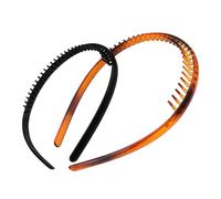 Angoily Lot de 2 Bandeaux Antidérapants pour Femme Cerceaux à Cheveux Dentés en Plastique Accessoires Coiffure Couleurs Noir Brillant et Écaille Usage Quotidien et Fêtes
