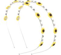 Angoily Lot de 2 Bandeaux Tournesol Fins en Métal Jaune Serrage-Tête Tournesol pour Femme Accessoires Cheveux Décoratifs Légers pour Fêtes et Soirées Élégantes