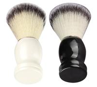 Angoily Lot de 2 Blaireaux de Rasage Homme en Poils Nylon Doux, Manche en Bois, Noir et Blanc, Brosse à Barbe Professionnelle pour Savonnette à Barbe, Entretien et Nettoyage Quotidien