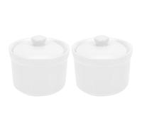 Angoily Lot de 2 Bols à Ragoût en Céramique 35 Pouces avec Couvercles Vaisselle Résistante à la Chaleur pour Cuisson Vapeur D’Œufs et Soupe Fourniture Cuisine Pratique pour Usage