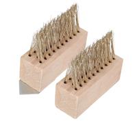 Angoily Lot de 2 Brosses de Désherbage en Fil d'acier Trempé Manche Long en Bois Brosse Jardin Robuste pour Éliminer Mousse et Mauvaises Herbes Accessoire Pratique pour Nettoyage