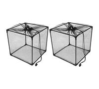 Angoily Lot de 2 Cages de Filtration pour Pompe de Bassin en Maille Cubique Noire Paquet Filtrant Anti-Colmatage Cadre Métallique Compatible Pompe Submersible pour Bassins Extérieurs
