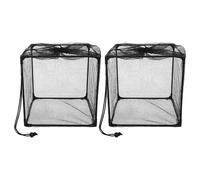 Angoily Lot de 2 Cages de Filtration pour Pompe de Bassin Filet Anti-Colmatage en Maille Cubique Noire Cadre Métal Robuste Boîtier Filtre Submersible pour Bassins Extérieurs Piscines