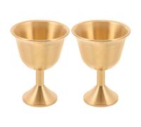 Angoily Lot de 2 Calices à Vin en Laiton Massif, Gobelet Médiéval à Pied Moyen, Coupe Cérémonielle Vintage pour Communion, Réception et Cérémonie Religieuse, Verre Décoratif Rétro Solide,