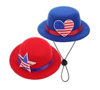 Angoily Lot de 2 Chapeaux Patriotiques pour Humains et Animaux Chapeau Américain des États-Unis Élastique Bleu Cœur Chapeau Décoratif Rouge Étoile à Pince Accessoire Photo pour Fête