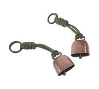 Angoily Lot de 2 Clochettes Anti-Ours en Laiton Bruyantes avec Corde Militaire Verte, 13,2 X 3,6 X 2,5 Cm, Accessoires de Randonnée et Camping pour Sécurité Extérieure et Protection