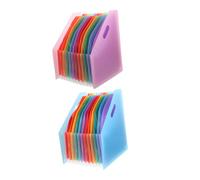 Angoily Lot De 2 Dossiers Accordéon A4 Format Vertical en Plastique, Chemise Accordéon Extensible Pochettes, Organiseur De Documents pour Bureau, Maison Et École, Couleur Rose Et Bleu