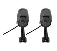 Angoily Lot de 2 Fausses Caméras de Vidéosurveillance Imitation Extérieure sans Batterie Simulation Réaliste Plastique Solide Accessoires Dissuasifs pour Maison et Bureau