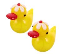 Angoily Lot de 2 Figurines Miniatures de Canard en Verre Soufflé Jaune, Décoration Maison et Terrarium, Ornement Miniature Mignon pour Collection et Bureau, Accessoire Décoratif