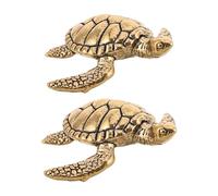 Angoily Lot de 2 Figurines Tortue en Laiton Décoratives pour Bain d'oiseaux et Jardin, Artisanales, Attractives pour Oiseaux, pour Extérieur et Patio