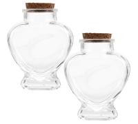 Angoily Lot de 2 Mini Bouteilles en Verre de Cœur Bouchon en Liège Ornement Artisanal de Bouteilles à Souhaits Décoration de Table Élégante pour Maison et Bureau Récipient Vide