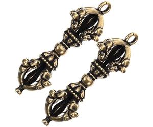 Angoily Lot de 2 Mini Pilons Vajra Décoratifs en Laiton Ornement Décoratif Unique pour Bureau et Maison Petite Décoration Esprit Tibétain Présent Original Noël Art et Artisanat