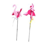 Angoily Lot de 2 Moulins à Vent 3D Flamant Rose pour Garçon et Filles, D'extérieur Ravissant, Décoration de Jardin et Parc, Ornement Coloré Rose Vif, pour Fêtes et Espaces Verts