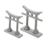 Angoily Lot de 2 Ornements Aquarium Sculpture Torii en Imitation Pierre, Décoration Micro-Paysage Zen, Accessoires pour Aquariums, Jardin et Table à Sable, Style Japonerie Miniature