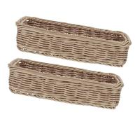 Angoily Lot de 2 Paniers Tressés Multifonctions 245 X 6 X 8 CM Couleur Marron pour Rangement Couverts et Épices Boîte de Rangement la Cuisine Polyvalente Panier de Table Élégant et