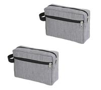 Angoily Lot de 2 Paquet de Rangement Multifonctions pour Voyage Trousse de Toilette Double Couche en Tissu Oxford Gris Résistante à L’Usure pour Cosmétiques et Soins Personnels