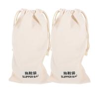 Angoily Lot de 2 Paquets à Cordon pour Pantoufles en Tissu Beige, Robustes et Portables, Rangement pour Vos Voyages