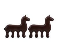 Angoily Lot de 2 Peignes Masseurs Méridien en Bois de Santal à Dents Larges, Motif Cheval Chinois 2026, Brosse Capillaire Antistatique pour Massage du Cuir Chevelu, Exfoliation Douce