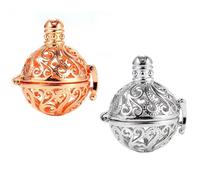 Angoily Lot de 2 Pendentifs Huile Essentielle en Alliage Argenté et Rose Doré Pendentifs Géométriques Ajourés Spirale et Collier Décoratif pour Aromathérapie et Diffusion Parfumée