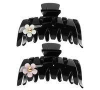 Angoily Lot de 2 Pinces à Cheveux Marguerite en Plastique Solide, Couleur Blanc et Rose, Taille Moyenne, Maintien Ferme pour Cheveux Épais ou Fins, Accessoire Coiffure Quotidien pour