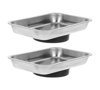 Angoily Lot de 2 Plateaux Magnétiques 10 CM en Acier Inoxydable Organisateurs Compacts pour Vis et Petites Pièces Support Magnétique pour Atelier Garage et Bricolage
