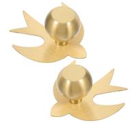 Angoily Lot de 2 Poignées D'armoire en Laiton Doré Forme Hirondelle, Boutons de Tiroir Décoratifs Vintage pour Meuble, Commode et Placard, Poignées Droites et Gauches Ergonomiques, Usage