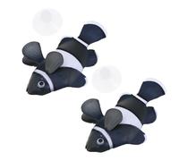 Angoily Lot de 2 Poissons-Clowns Flottants en Silicone Noir pour Aquarium Ornement Réaliste et Solide Décoration sous-Marine Adaptée Eau Douce et Eau de Mer Accessoires Décoratifs pour