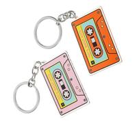 Angoily Lot De 2 Porte-clés à Ruban Adhésif En Acrylique Rose Et Orange, Pendentif Double Face Léger Et Compact, Breloques Pour Paquet à Main, Accessoire Pratique Pour Clés Et Paquet, Usage Quotidien