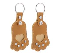 Angoily Lot de 2 Porte-Clés Souvenir pour Animal de Compagnie en Cuir PU Jaune Porte-Clés Commémoratif de Patte Rangement Sécurisé pour Poils D’Animaux Accessoire Léger et Pratique pour