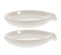 Angoily Lot de 2 Porte-Cuillères en Céramique Blanche Petit Plateau à Cuillères Réutilisable pour Ustensiles Cuisine Support Compact pour Usage Quotidien et Dîner Repose-Cuillère Lisse