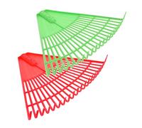 Angoily Lot de 2 Râteaux à Feuilles de Jardin 21 Dents en Polypropylène Robuste Râteaux à Main Rouges et Verts Outils de Jardinage Efficaces pour Pelouse Feuilles Mortes et Entretien