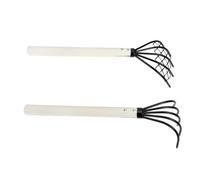 Angoily Lot De 2 Râteaux à Palourdes Manche en Bois Allongé pour Plage, Outil De Creusage Manuel Robuste, Racloir De Fruits De Mer Pratique Et Solide