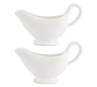 Angoily Lot de 2 saucières en porcelaine blanche de 110 ml avec anse - Récipient à sauce classique avec bec verseur à lèvres pour sauce, vinaigrette, bouillon de lait, crème, jus de rôti, sauce au