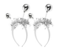 Angoily Lot de 2 Serrage-Têtes Effet Boule Disco Miroir Accessoires Cosplay Extraterrestre Bandeaux de Fête pour Femmes Couvre-Chefs Brillants pour Soirées Concerts et Carnavals