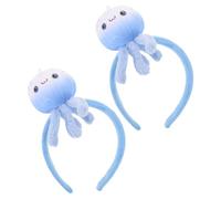 Angoily Lot de 2 Serrage-têtes Peluche Méduse Bleue Océan, Bandeaux Animaux Marins Légers et Doux pour Déguisement Costume Cosplay Fête, Accessoires Cheveux Thème Poisson Garçon et Filles