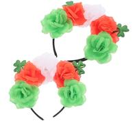 Angoily Lot de 2 Set de Set de Bandeaux Verts Fête Saint-patrick Trèfle et Rose, Accessoires Légers en Tissu pour Femmes et Filles, pour Célébrations Festives