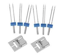 Angoily Lot De 2 Sets De Paires D'aiguilles Doubles Avec Presse-plis Pour Machine à Coudre, Professionnel, Acier Solide, Couture Double, Usage Domestique Et Bricolage