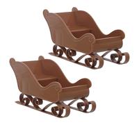 Angoily Lot de 2 Traîneaux de Noël Décoratifs Marron en Plastique Ornements Festifs pour Étagère et Table Accessoires de Décoration Hivernale pour Fêtes de Noël Porte-Bonbons et Figurines