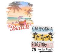 Angoily Lot De 2 Transferts Thermocollants Pour T-shirts Autocollants Dessin Animé Été Motifs Colorés Facile à Appliquer Pour Vêtements Uniques Pour L'été Personnalisable Déco Textile