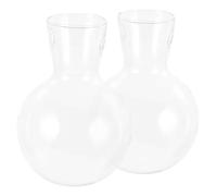 Angoily Lot de 2 Vases en Verre Borosilicate Transparent Trou Accessoires pour Jardinière Terrarium pour Plantes Aériennes et Décoration Intérieure Support en Bois Compatible