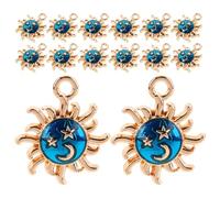 Angoily Lot de 20 Breloques Soleil en Alliage Bleu Mini Pendentifs Légers pour Création Bijoux Bracelets Colliers et Porte-Clés Accessoires DIY pour Loisirs Créatifs et