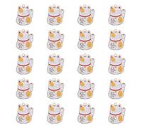 Angoily Lot de 20 Porte-Clés Chat Amulette en Alliage Argenté Pendentifs Blanc Breloques Fortune pour Paquet Accessoires DIY Créatifs et Solide pour Présents et Décoration