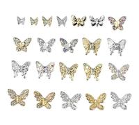 Angoily Lot de 22 Breloques pour Ongles 3D Mini Décorations Nail Art Métal Pierres Précieuses Strass pour Manucure Accessoires Déco Ongles pour Usage Professionnel et Maison