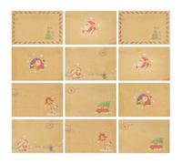 Angoily Lot de 24 Enveloppes Kraft Rétro de Noël, Format pour Invitations et Cartes d'anniversaire, Papier Épais 100 G/m², pour Fêtes, Mariages et Événements Spéciaux